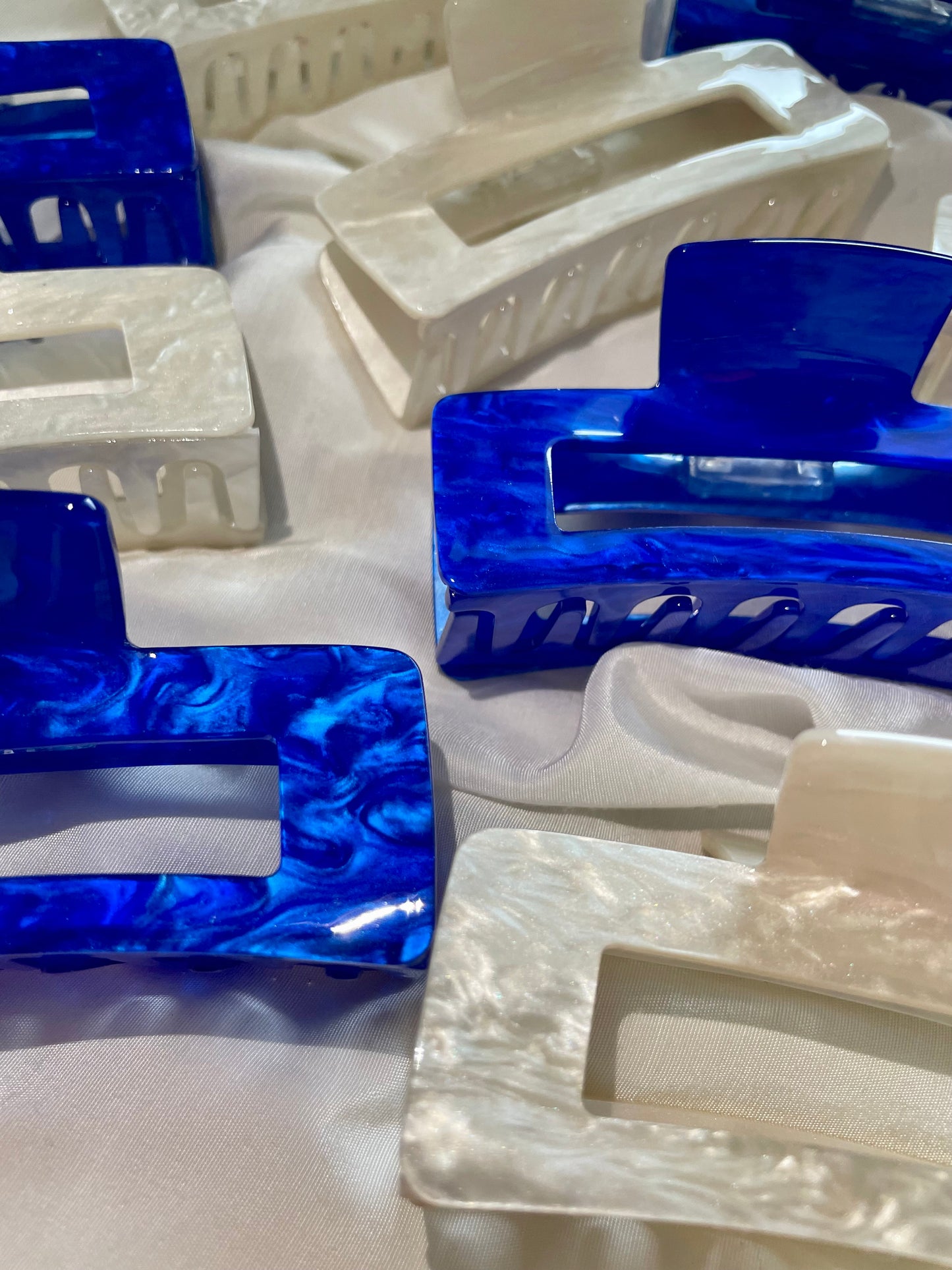Haarspange Shiny Blau & Weiß