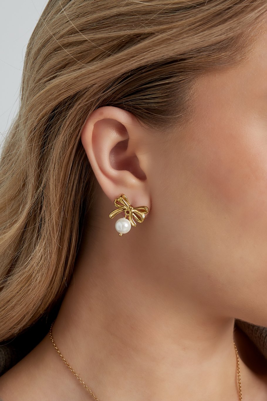 Edelstahl Ohrringe Bow & Pearl