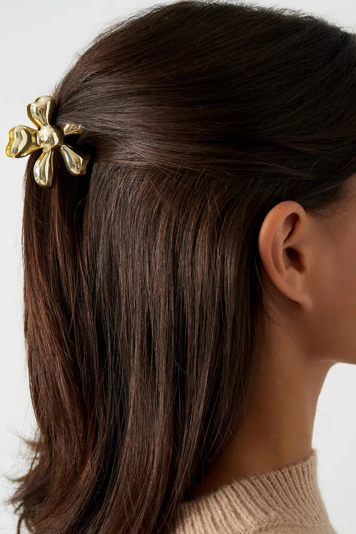 Blumen Haarspange Gold Metall