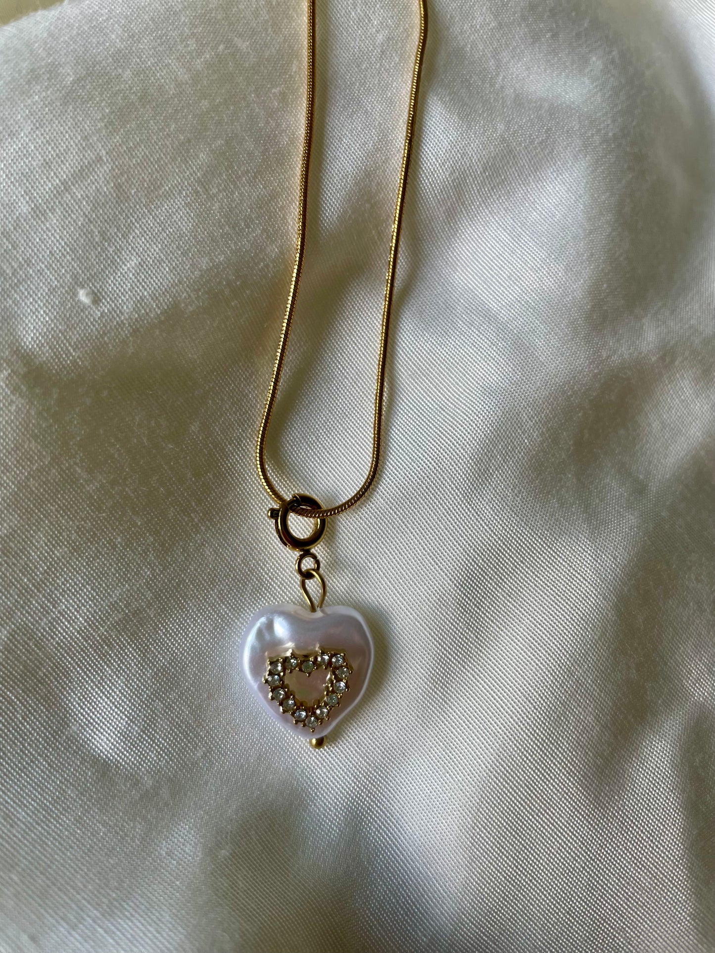 Edelstahl Kette Pearl Love