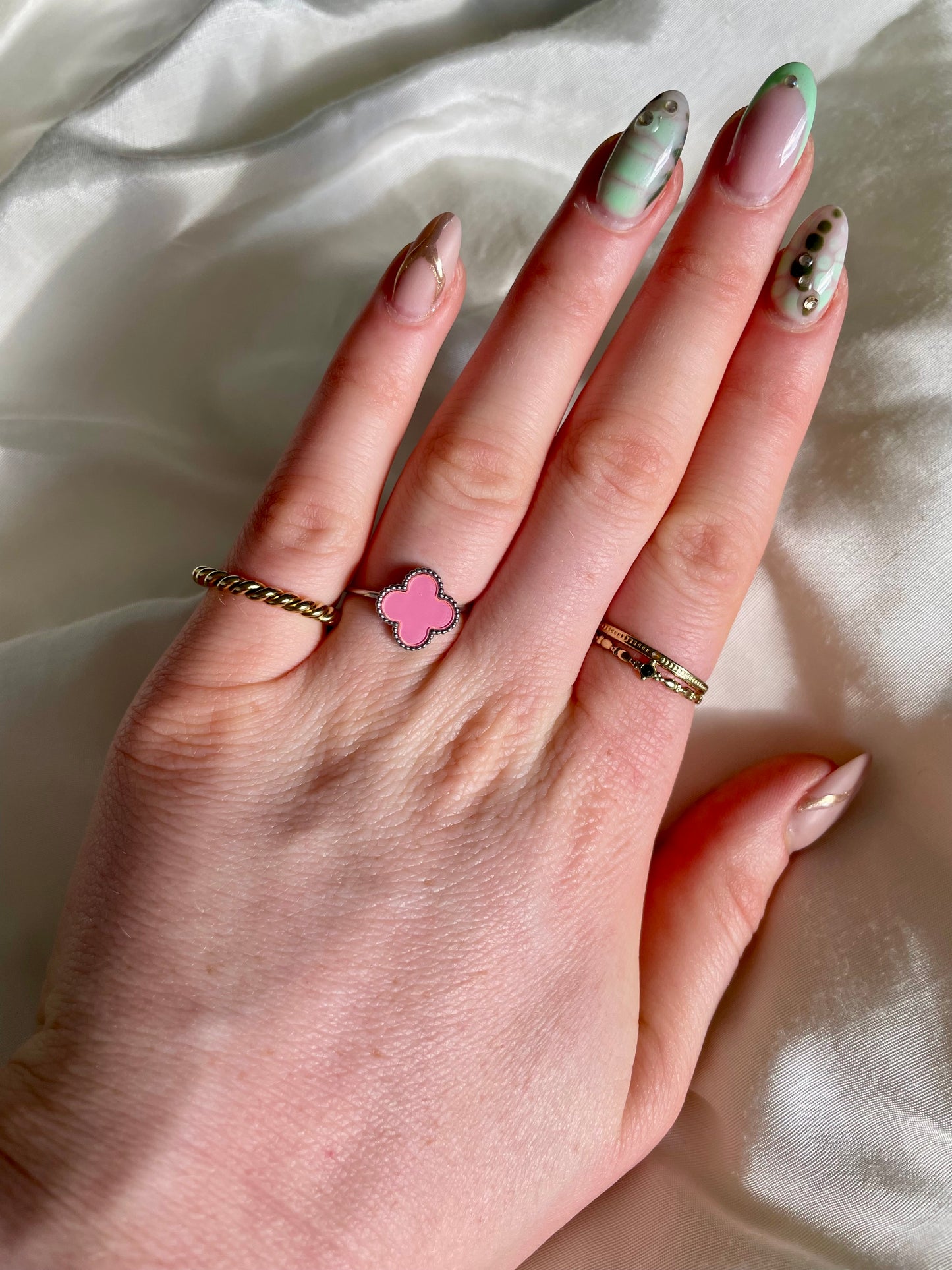 Edelstahl Ring Clovers
