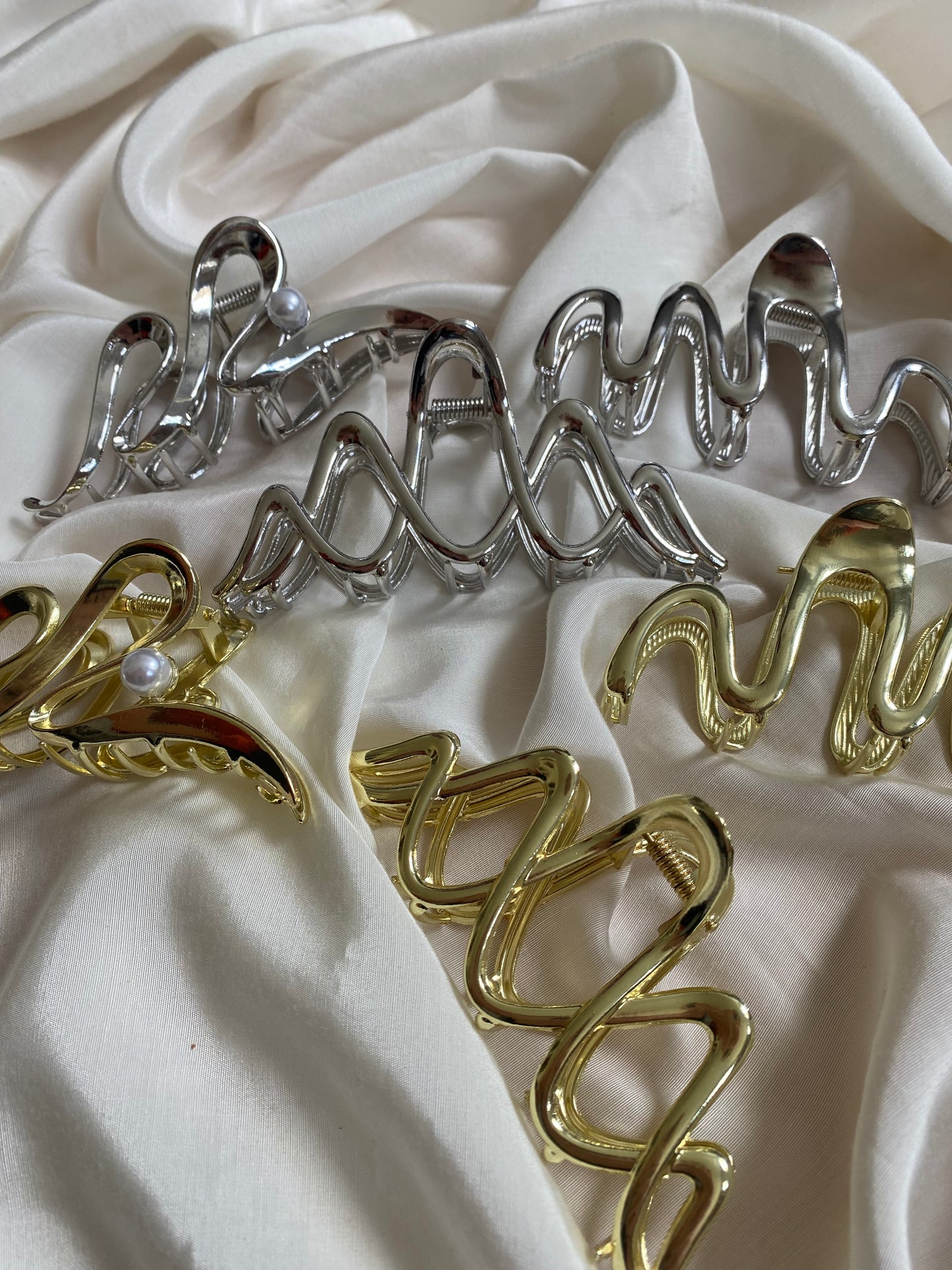 Haarspange Abstrakt Metall Silber & Gold