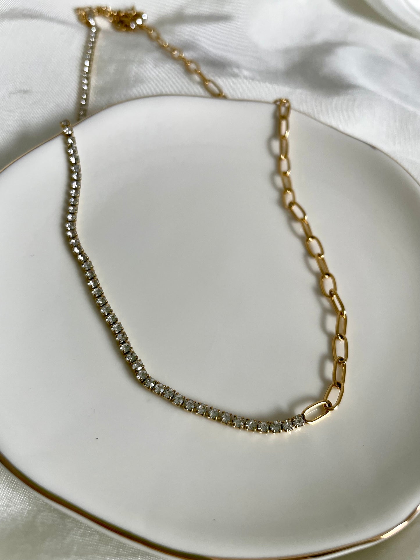 Edelstahl Kette Half Glitter