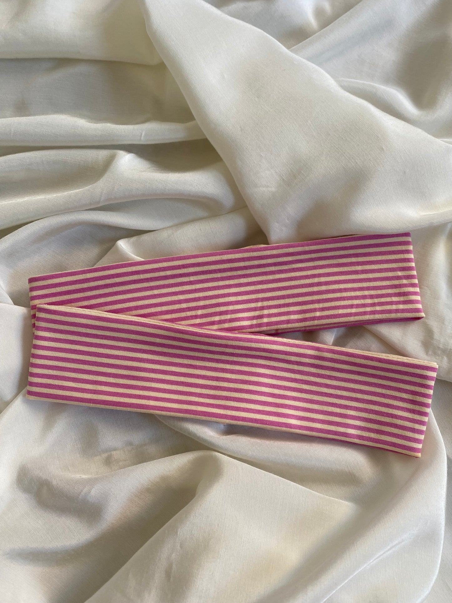 Haarband Gestreift Pink Beige Weiß