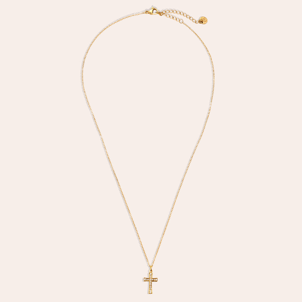Edelstahl Kette Kreuz Diamond