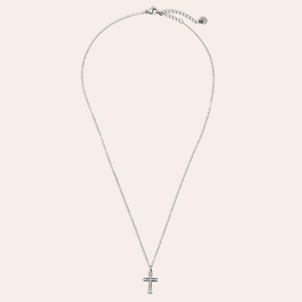 Edelstahl Kette Kreuz Diamond