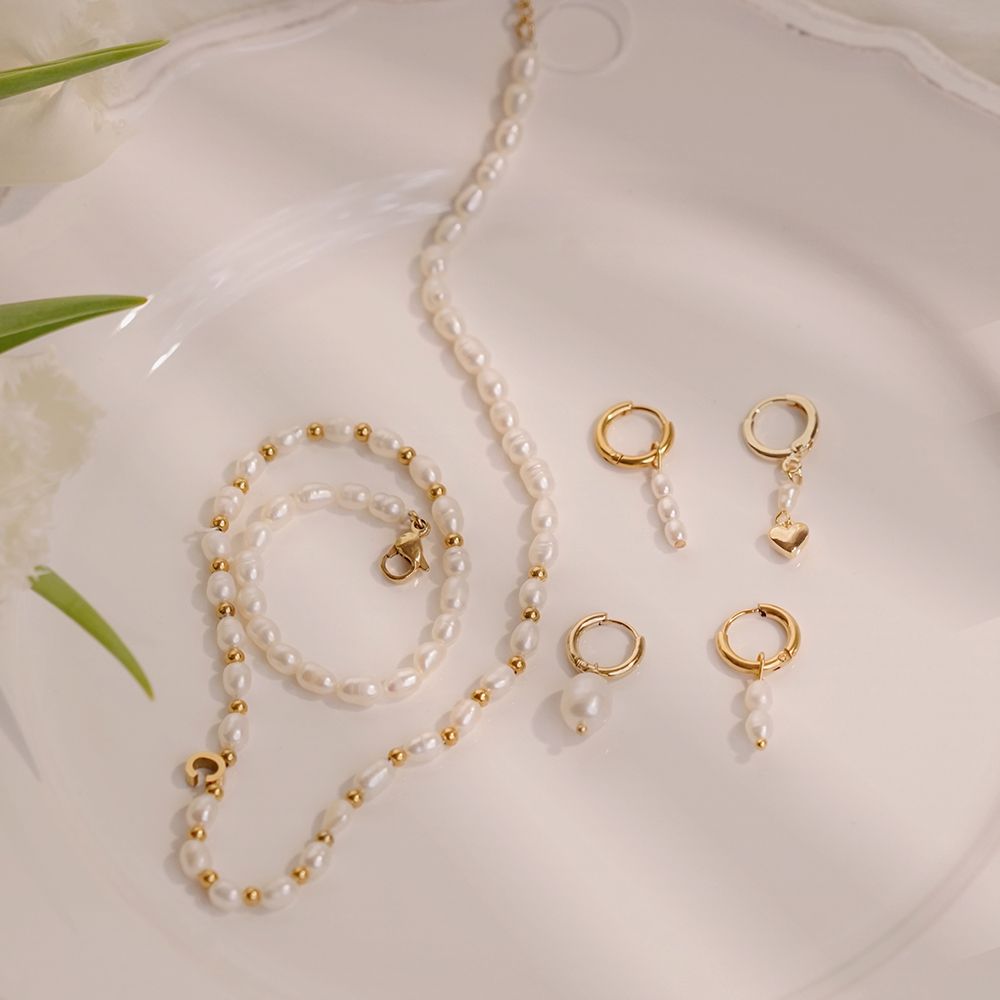 Edelstahl Ohrringe Creolen Triple Seapearls