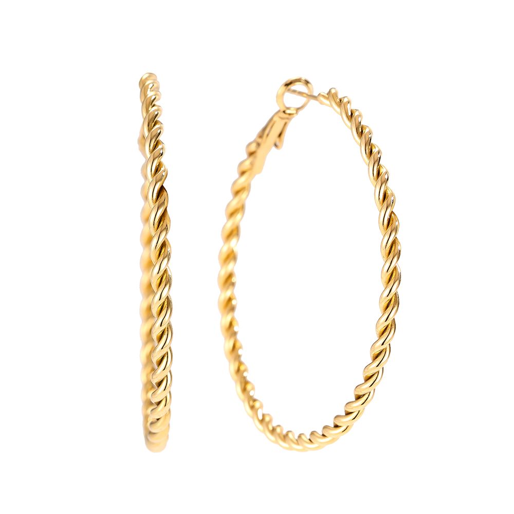 Edelstahl Ohrringe Twist Creolen 4,8cm