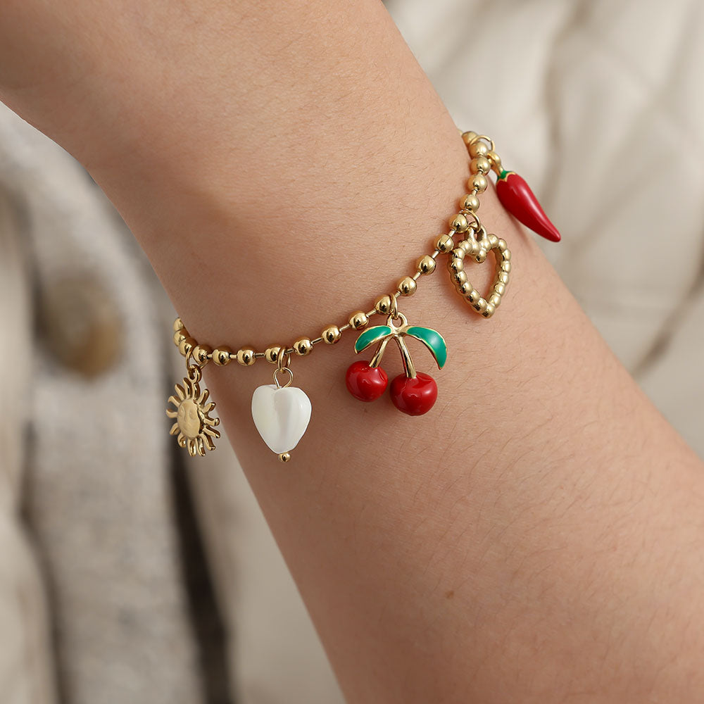 Edelstahl Armband Cherry Hearth