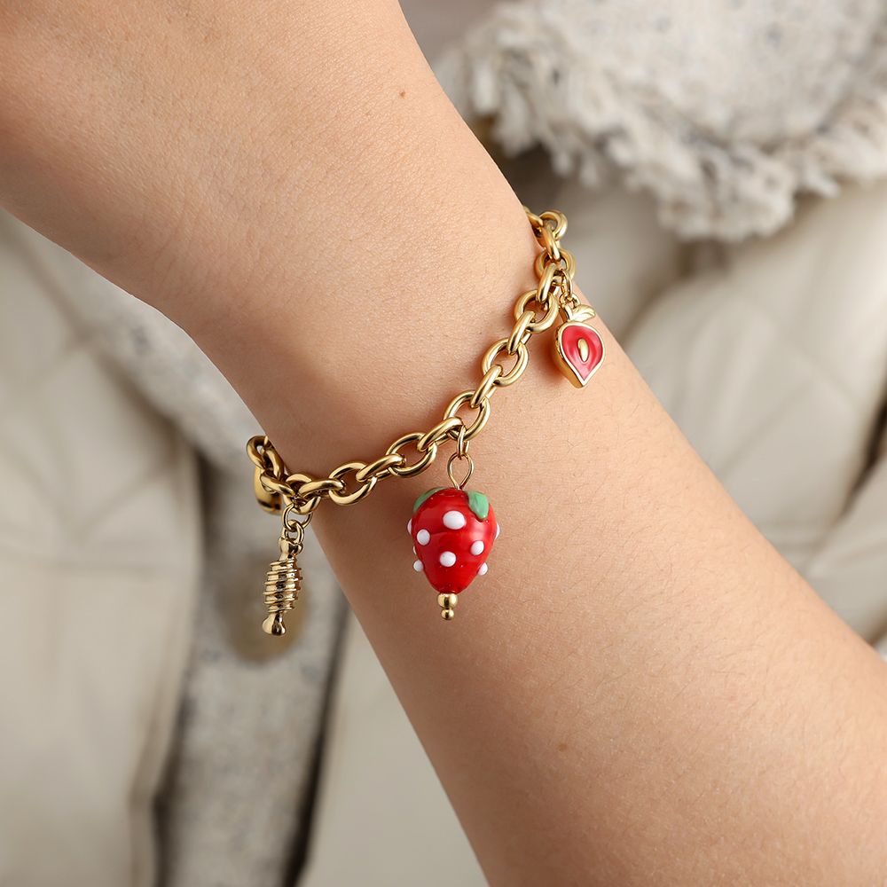Edelstahl Armband Strawberry Hearth
