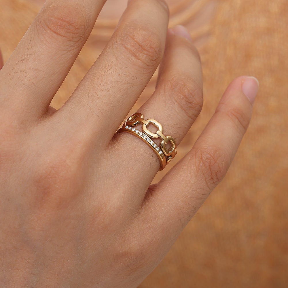 Edelstahl Ring Chain Glitter