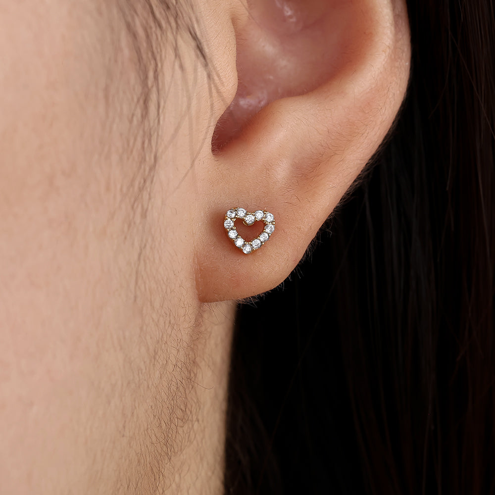 Edelstahl Piercing Diamonds Herz