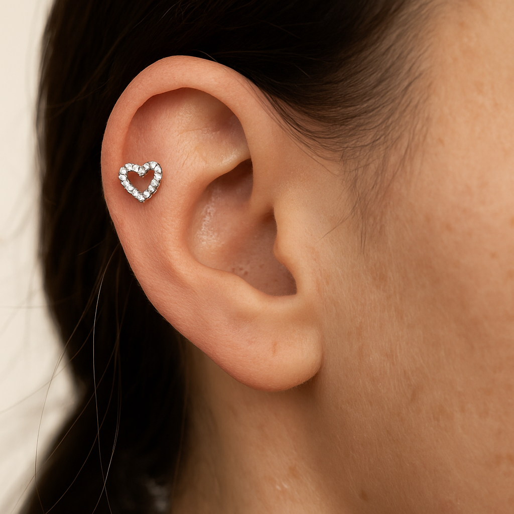 Edelstahl Piercing Diamonds Herz