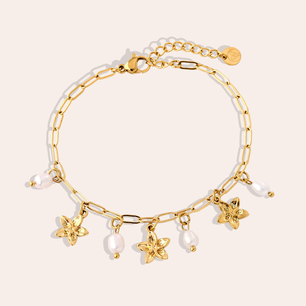 Edelstahl Armband Pearl & Flowers