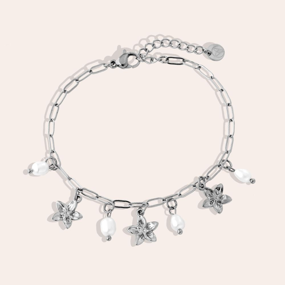 Edelstahl Armband Pearl & Flowers