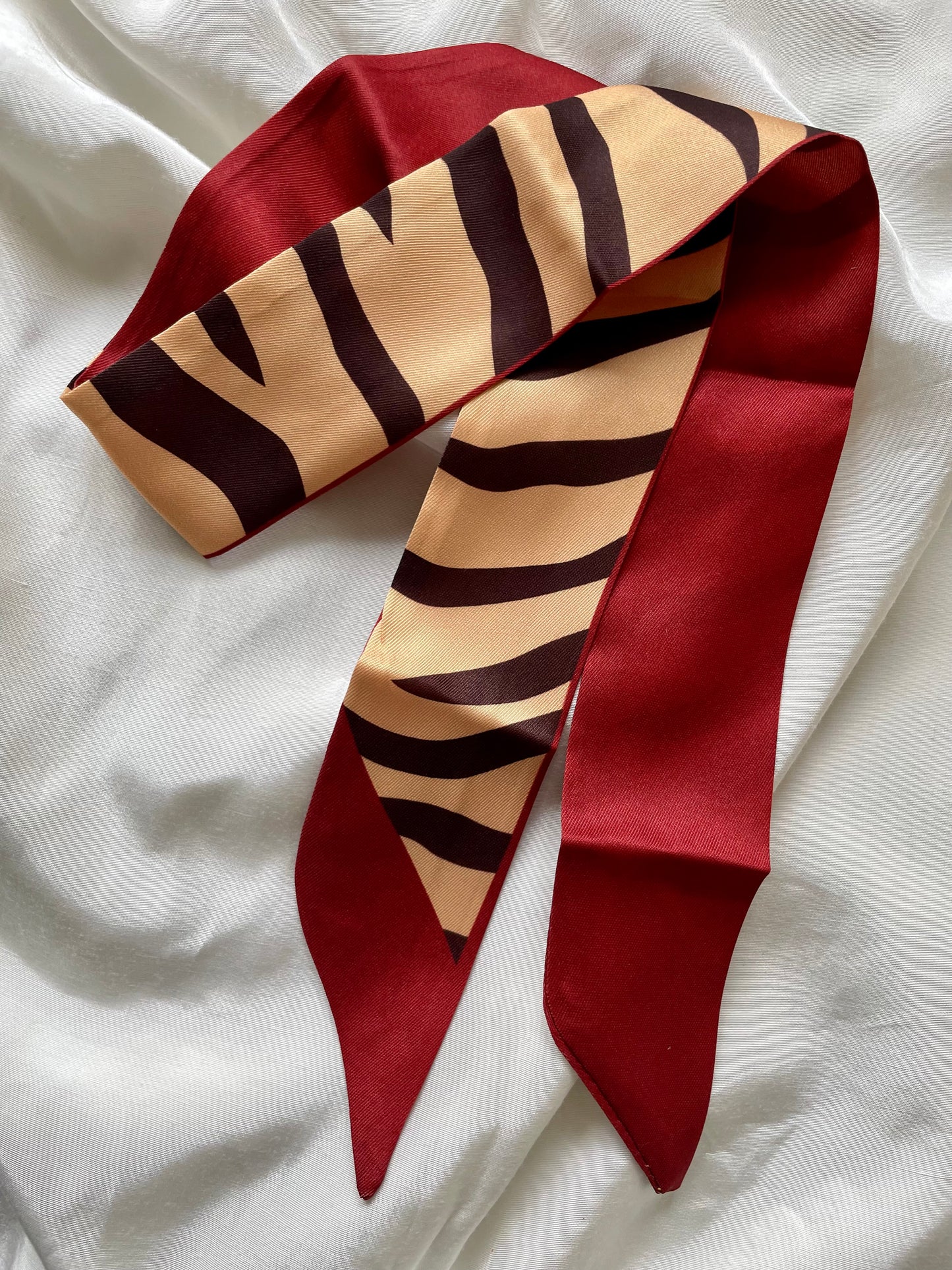 Haarschal Haarband Zebra Beige Rot