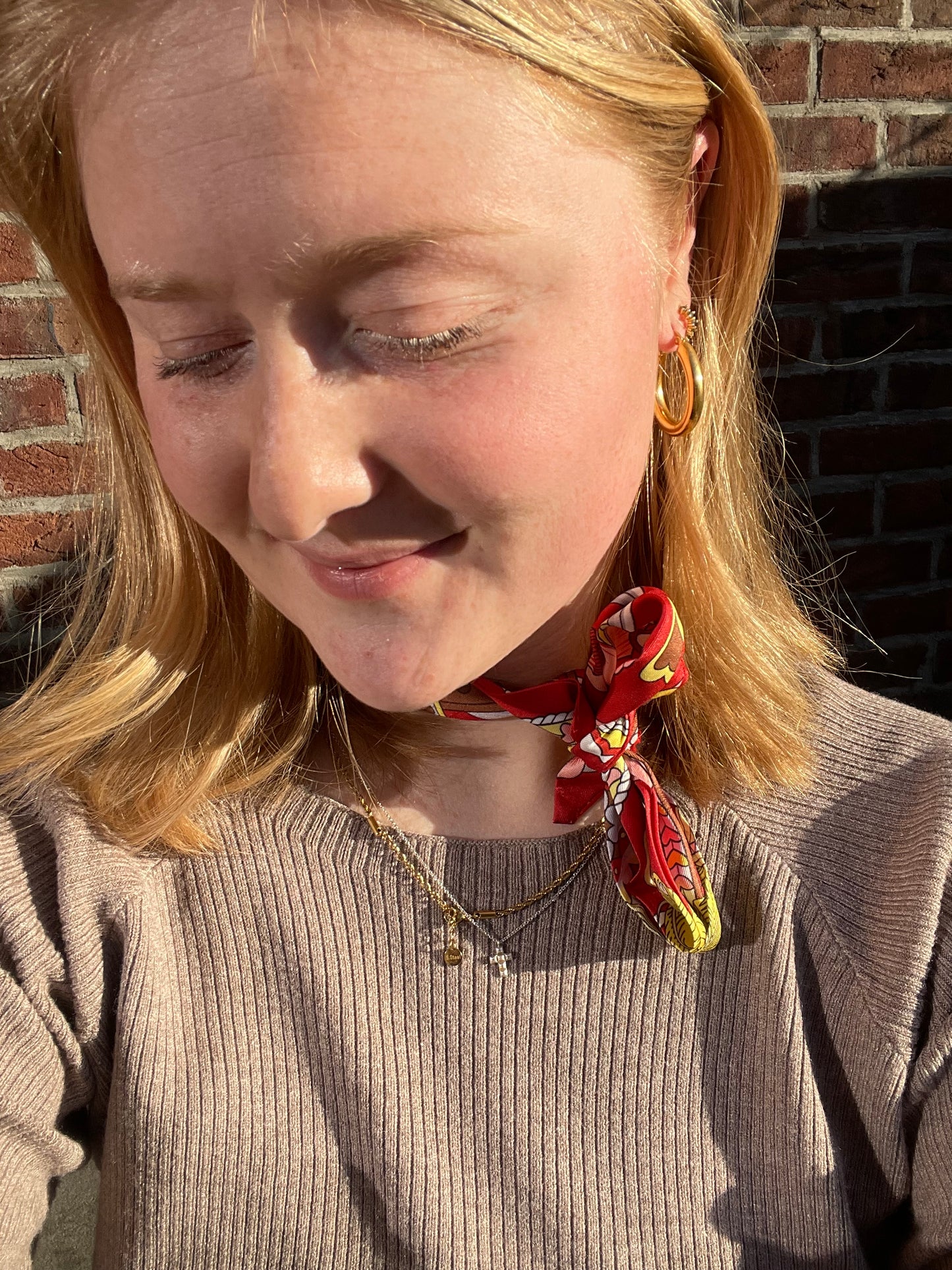 Haarschal Haarband Rot Gelb