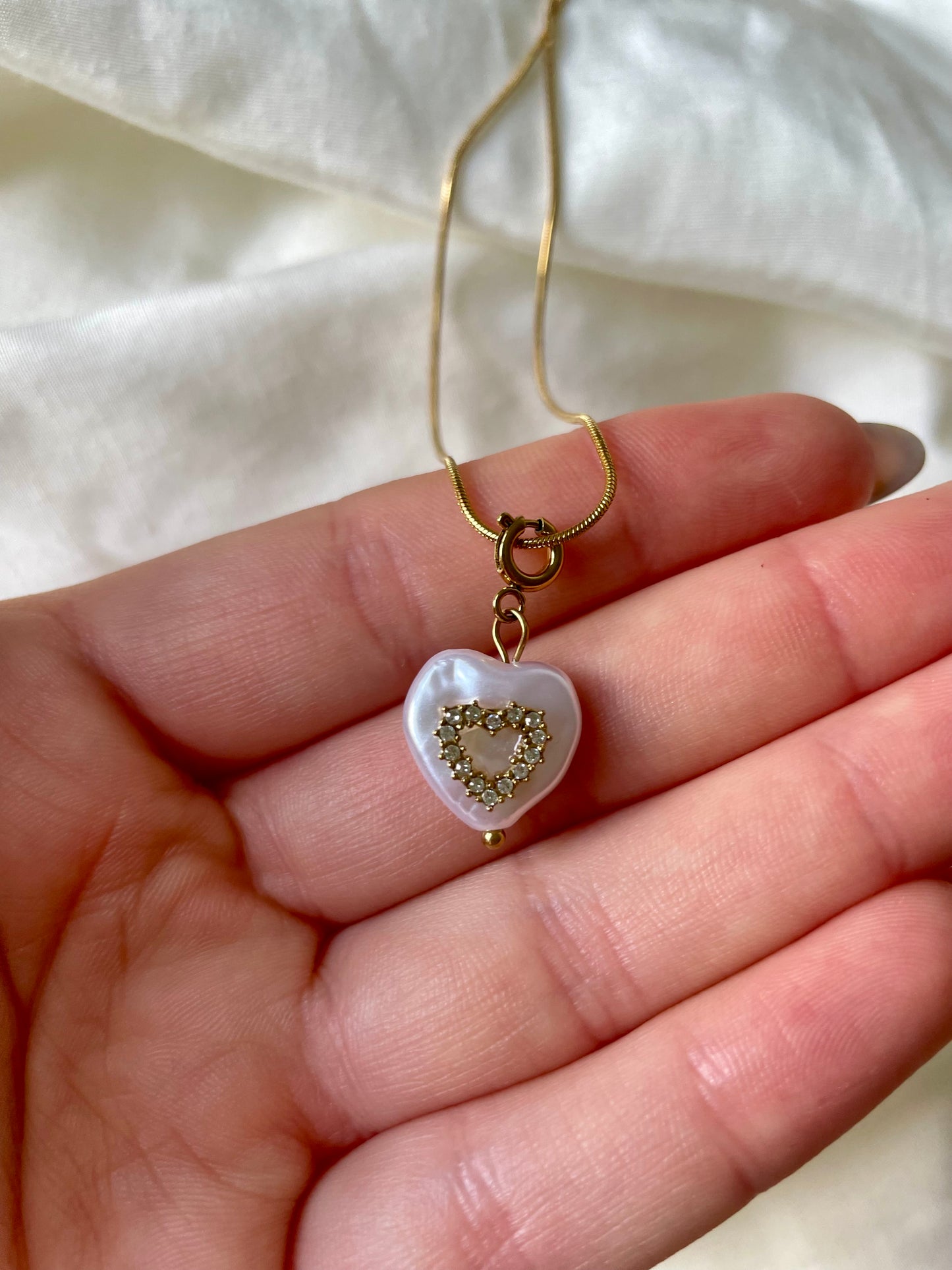 Edelstahl Kette Pearl Love