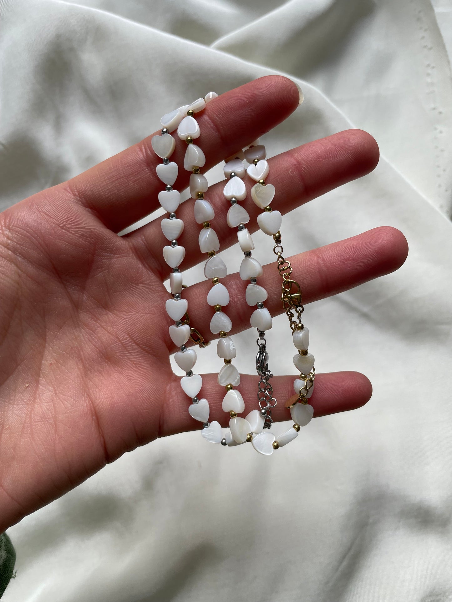 Fußkette Süßwasserperlen Herz