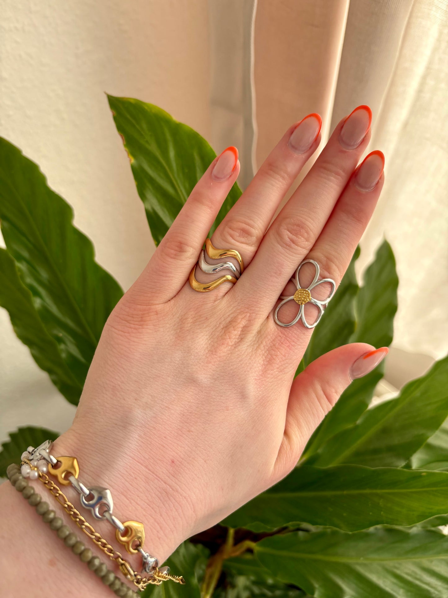 Edelstahl Ring Bicolor Flower