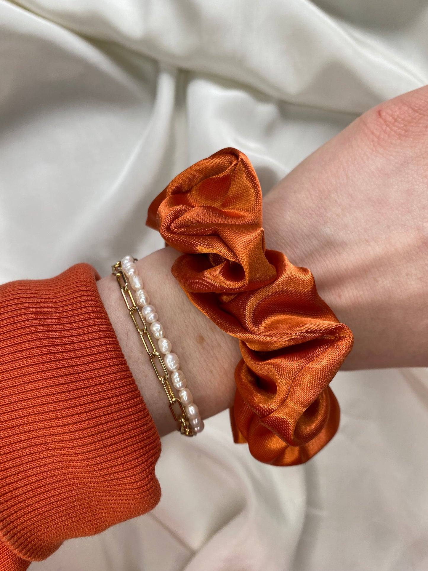 Scrunchie Orange Satin