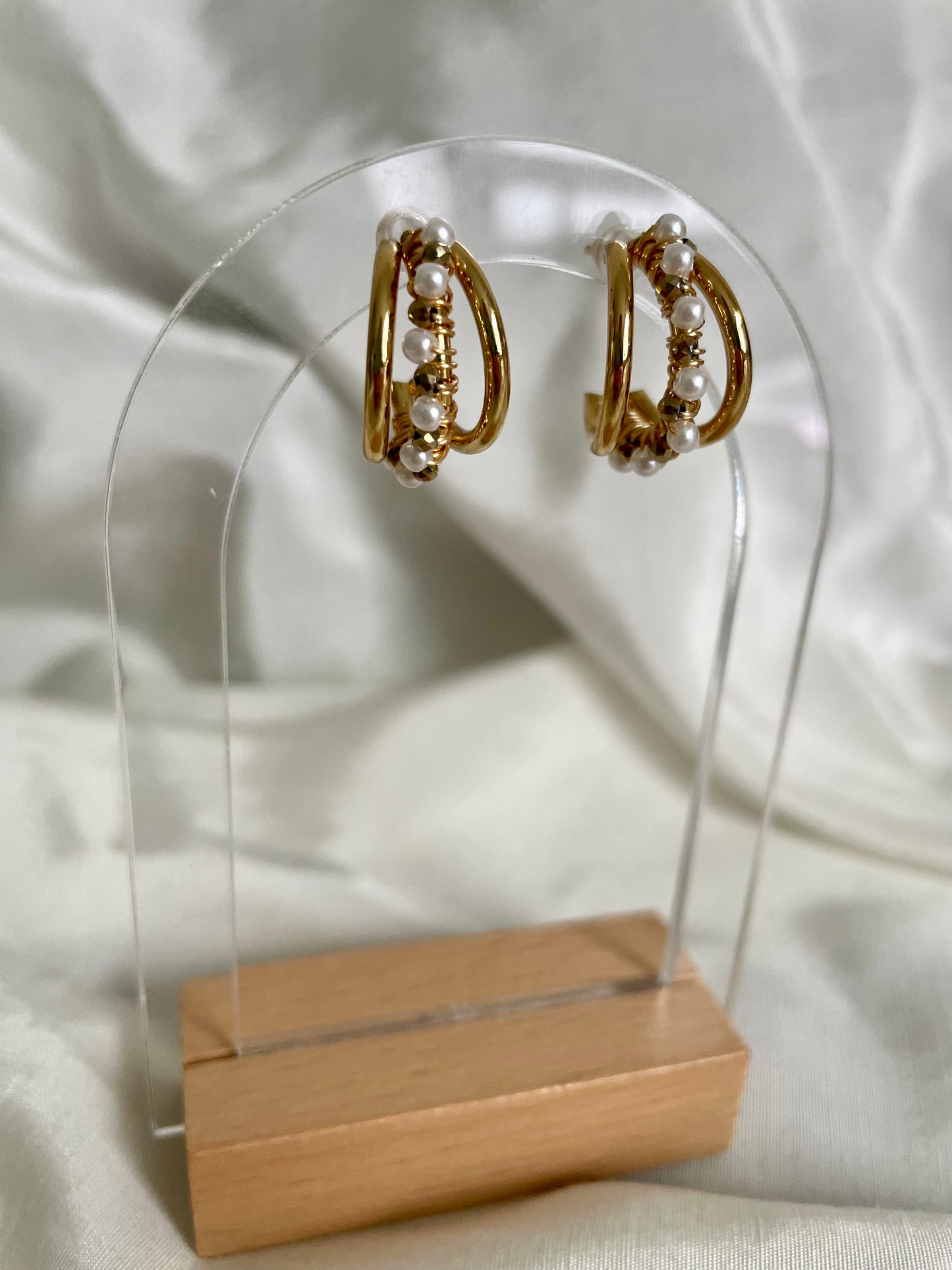 Edelstahl Ohrringe Pearls Curl