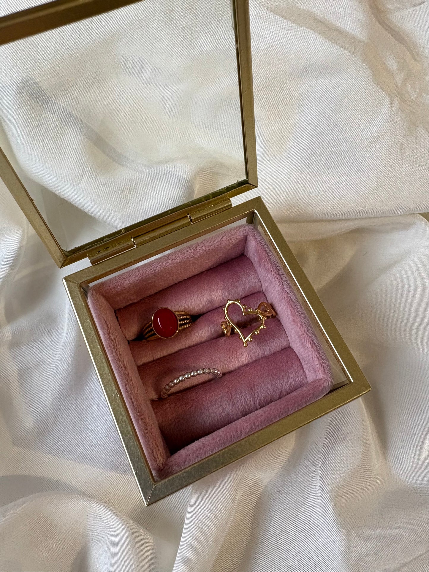 Schmuckdose Gold Rosa Samt