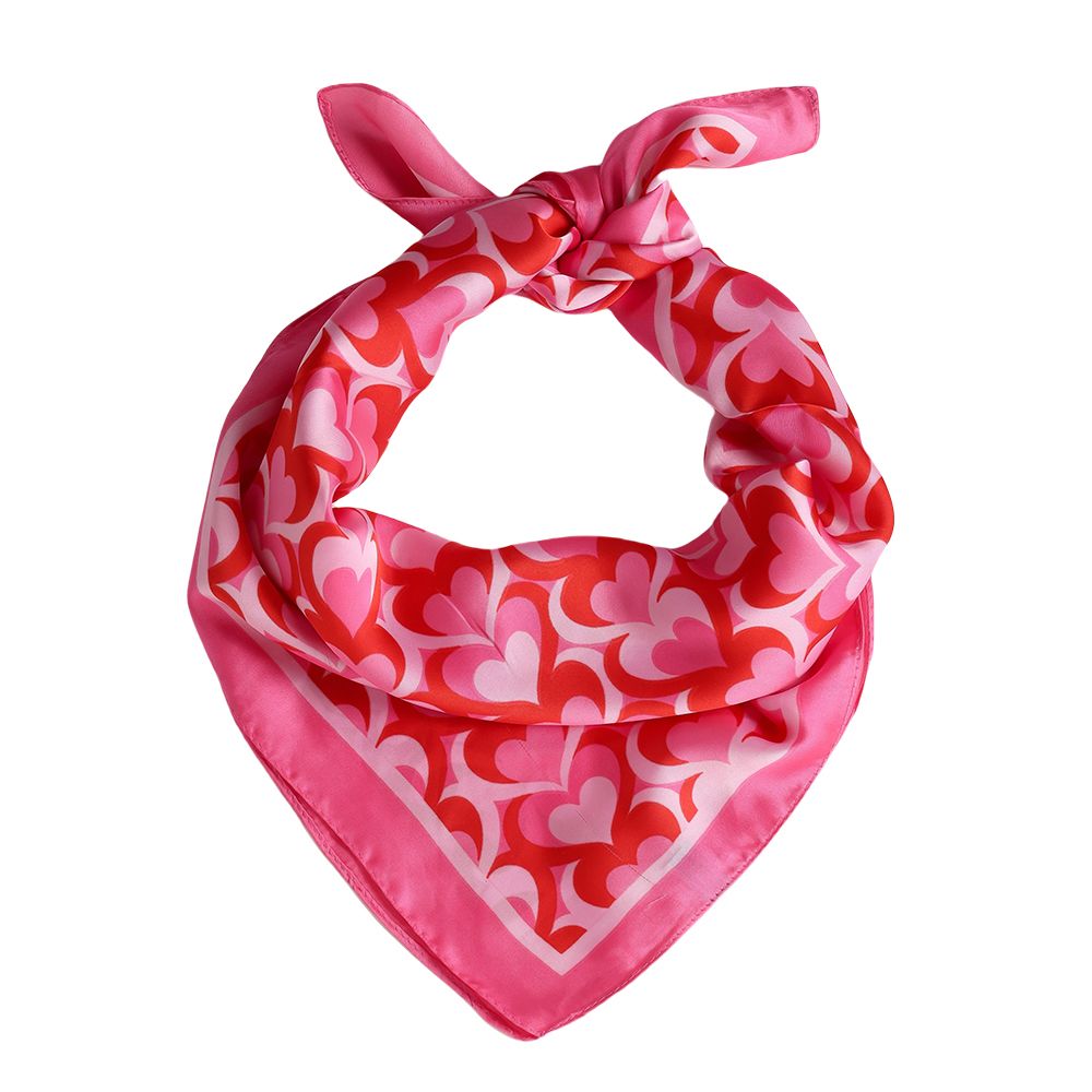 Kopftuch Satintuch Sommer Herzmuster Pink