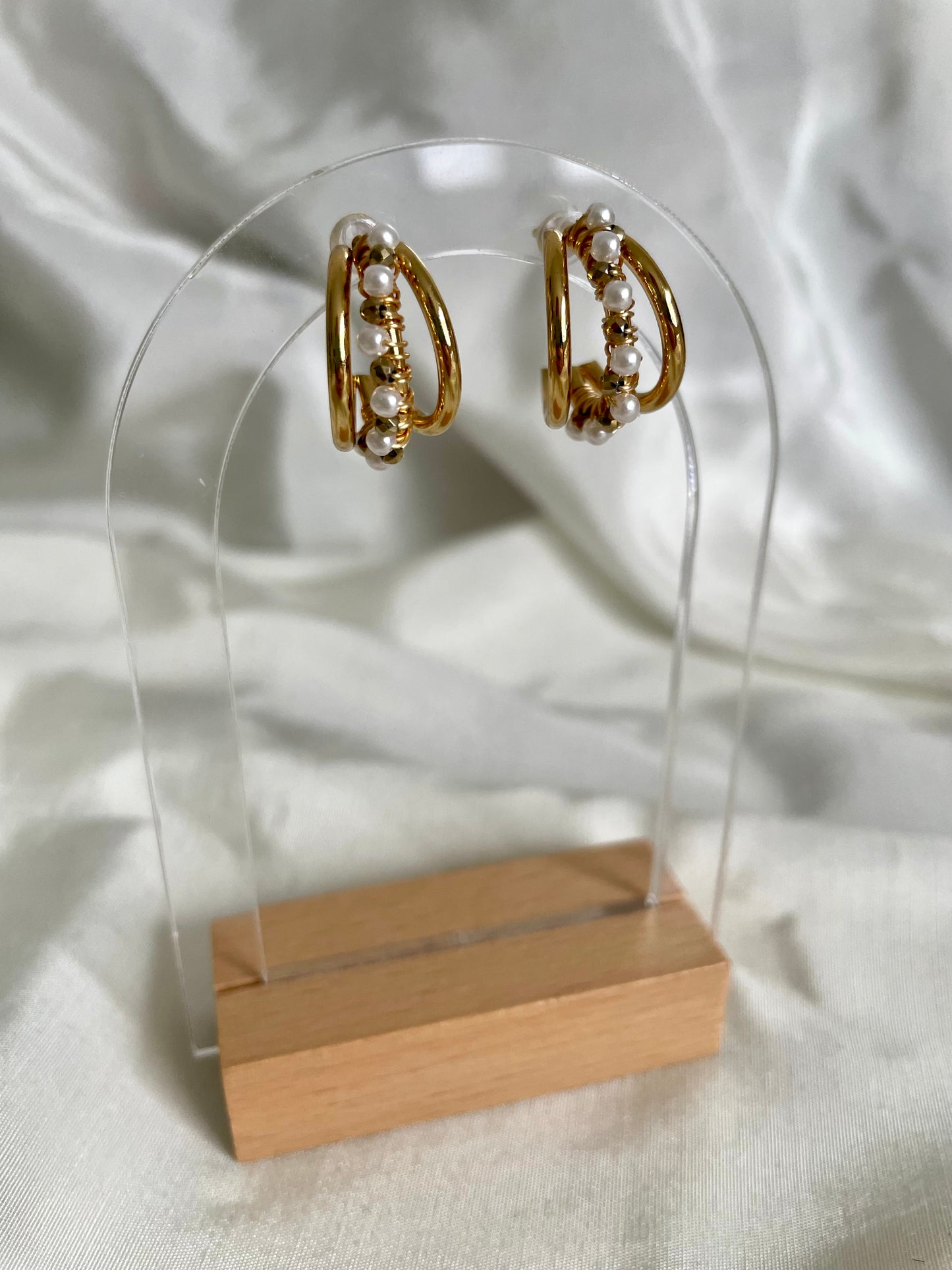 Edelstahl Ohrringe Pearls Curl