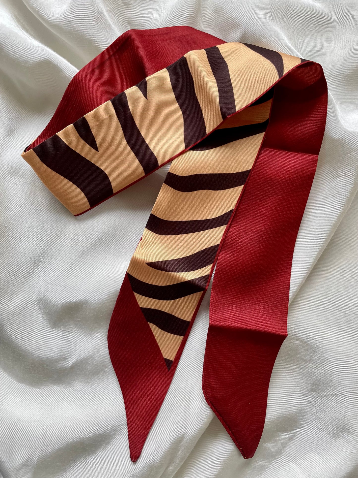 Haarschal Haarband Zebra Beige Rot