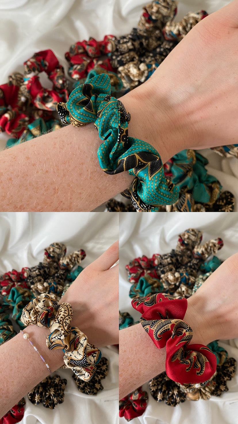 Scrunchie Thailand Creme Rot Petrol