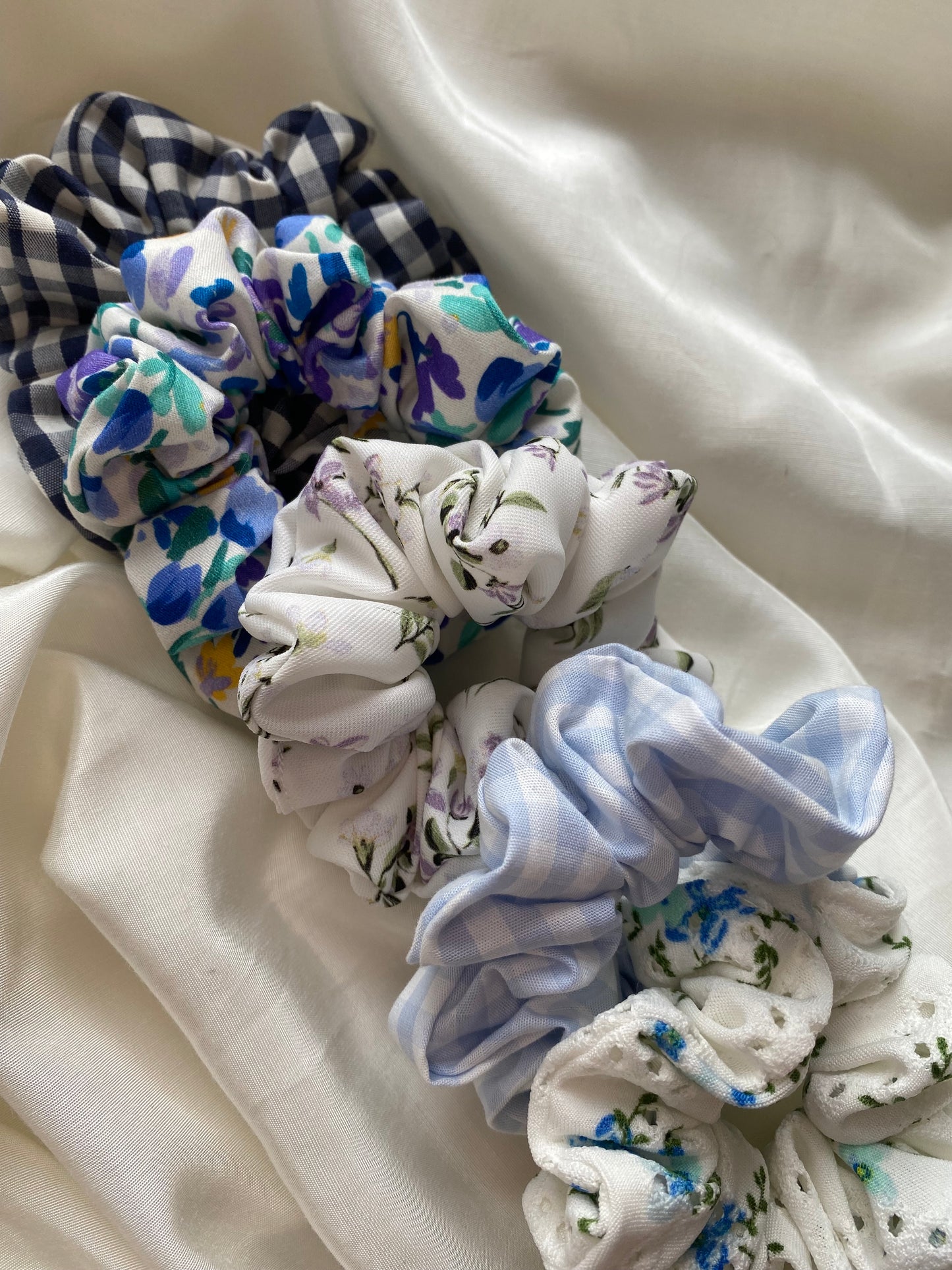 Scrunchie Set Blau Frühling