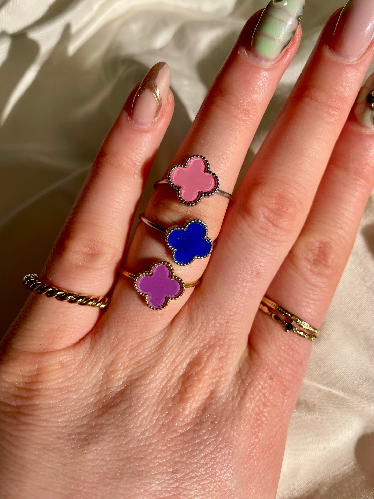 Edelstahl Ring Clovers