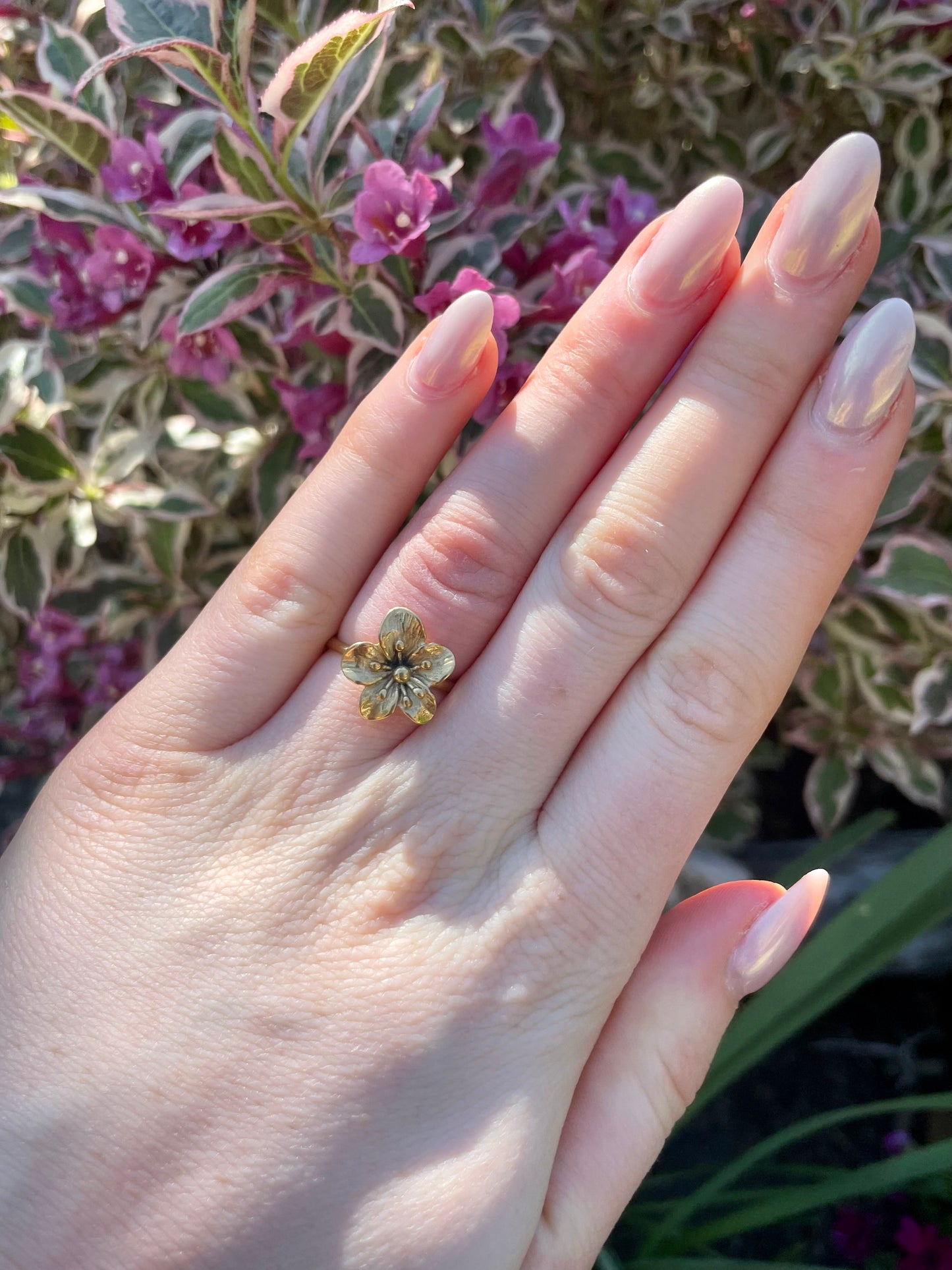 Edelstahl Ring Flower