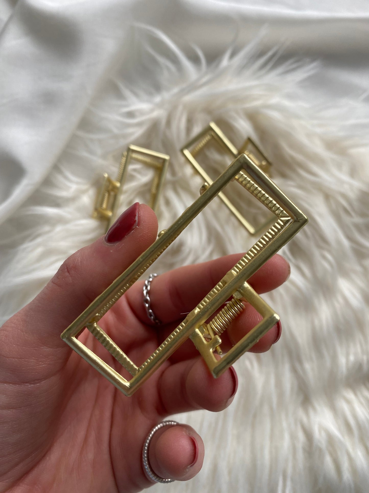 Haarspange Gold Metall Eckig