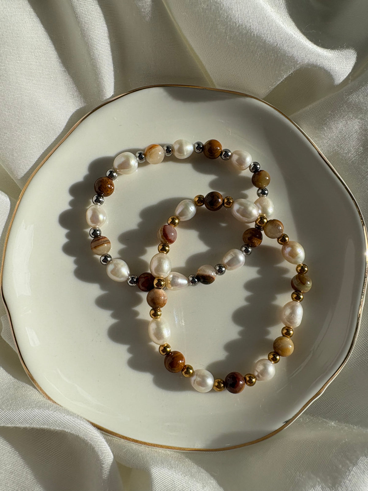 Braunes Süßwasserperle Armband