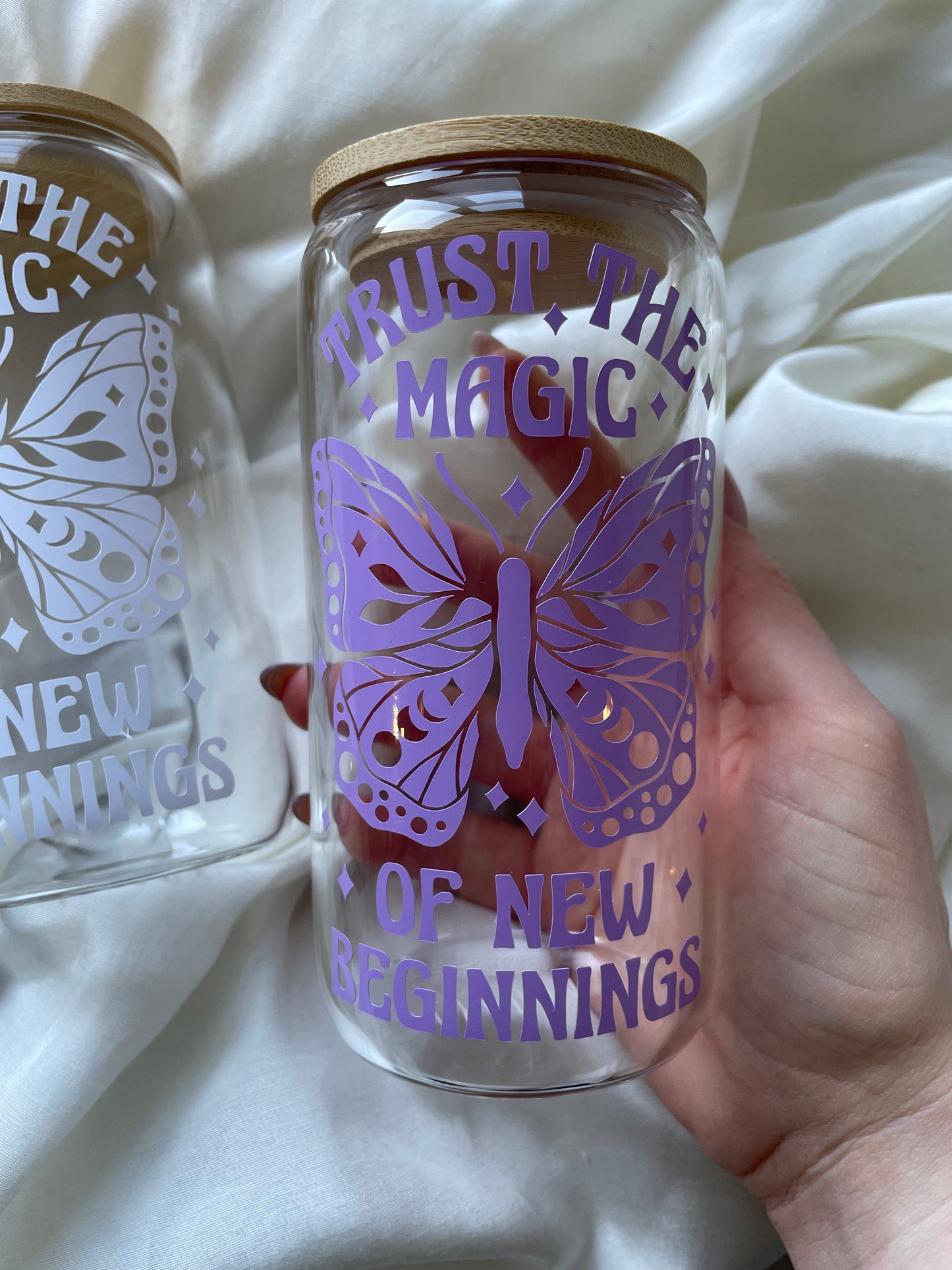 New Beginnings Schmetterling Glas