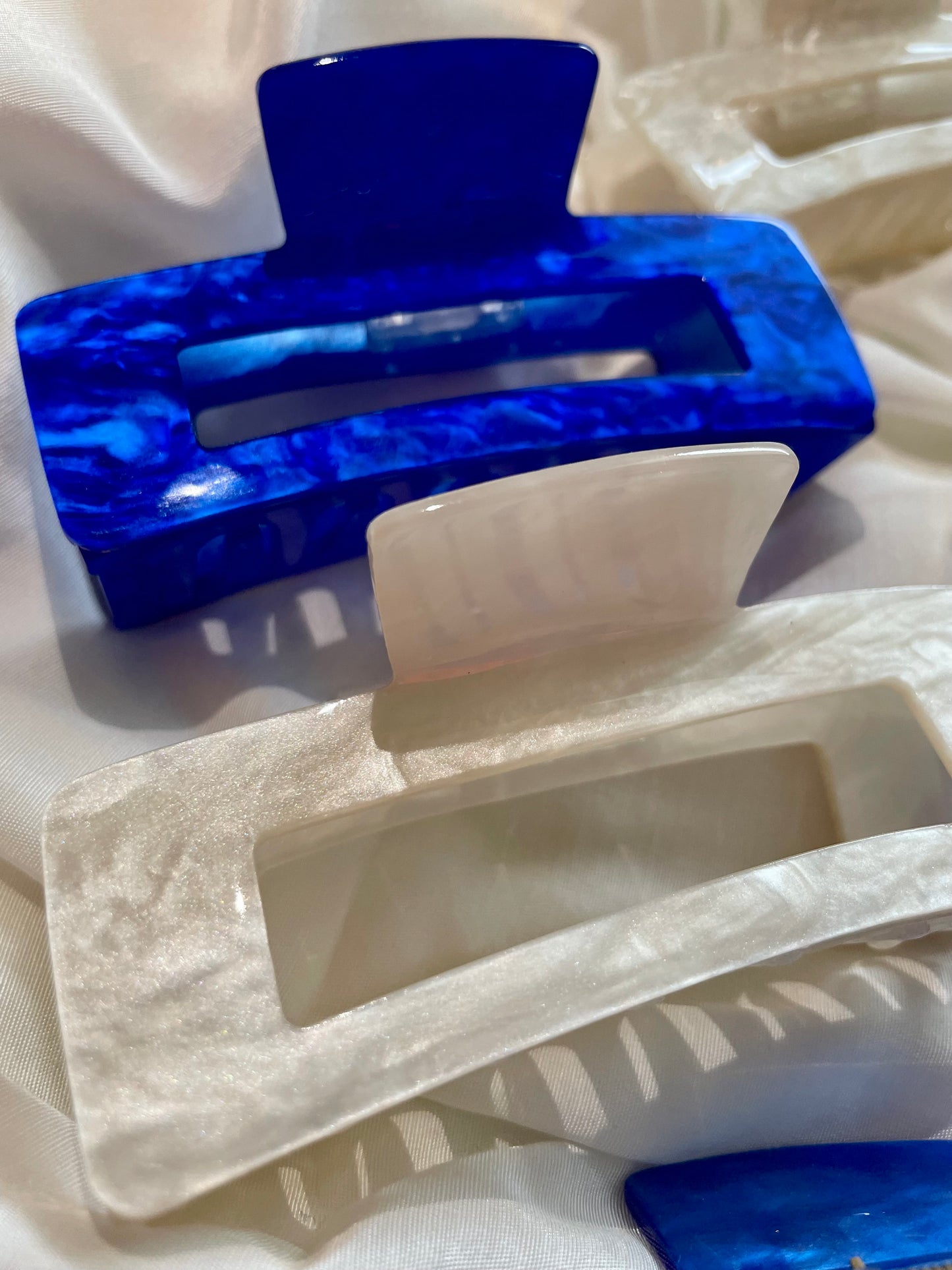 Haarspange Shiny Blau & Weiß