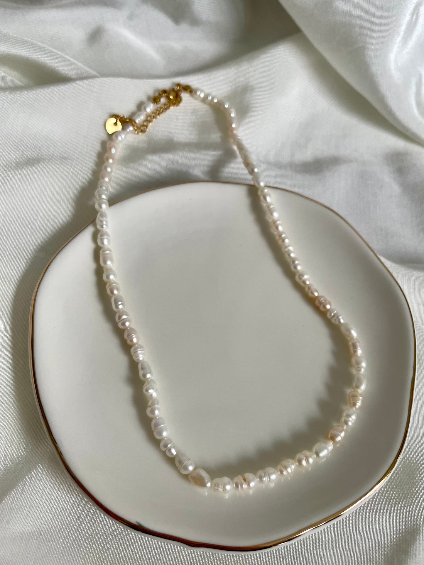 Edelstahl Kette Süßwasserperlen