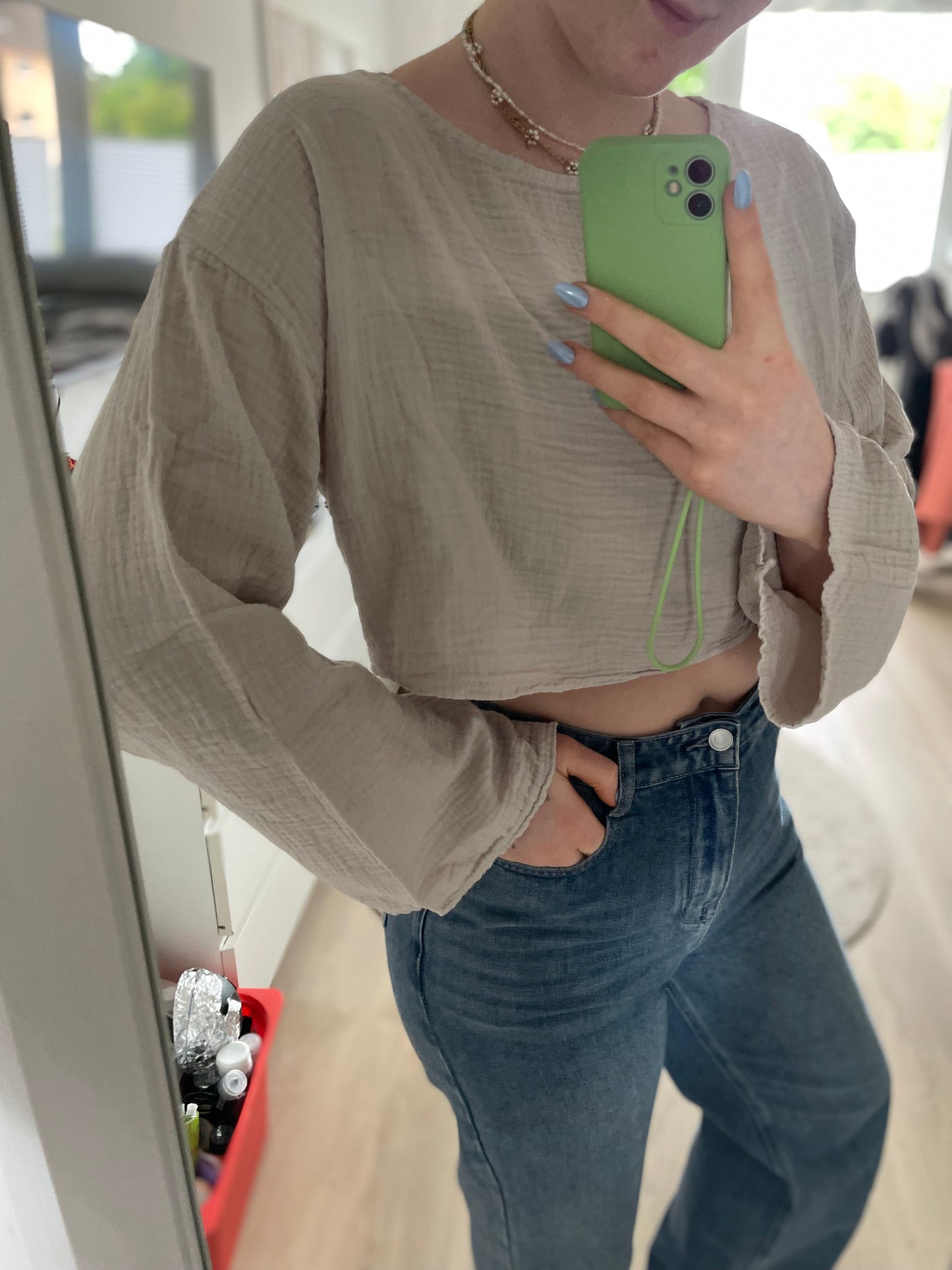 Musselin Bluse Short