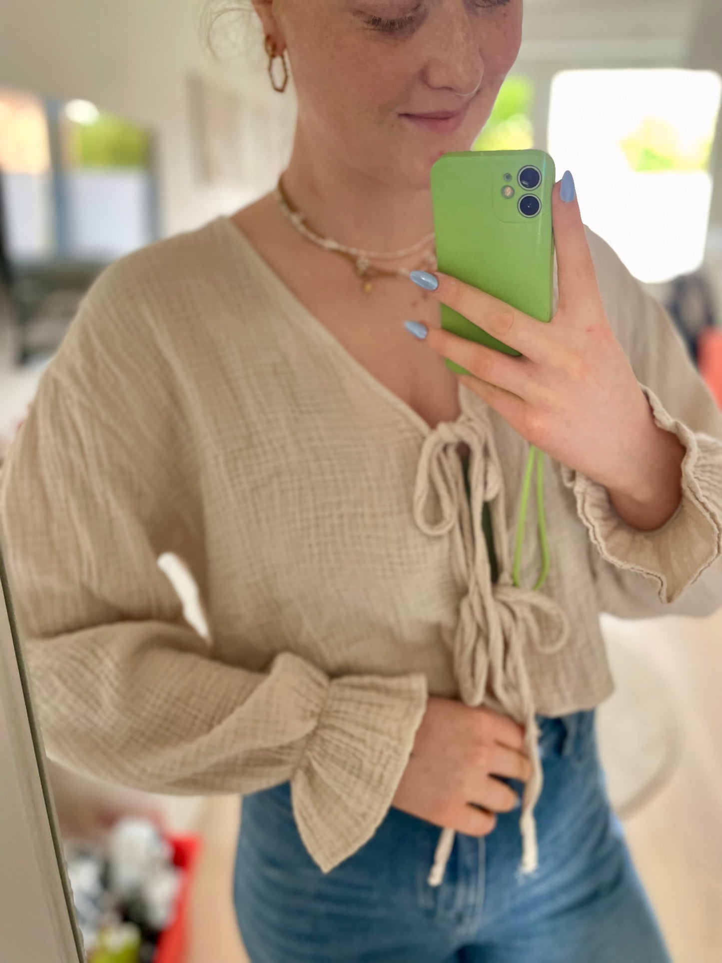Musselin Bluse Bow
