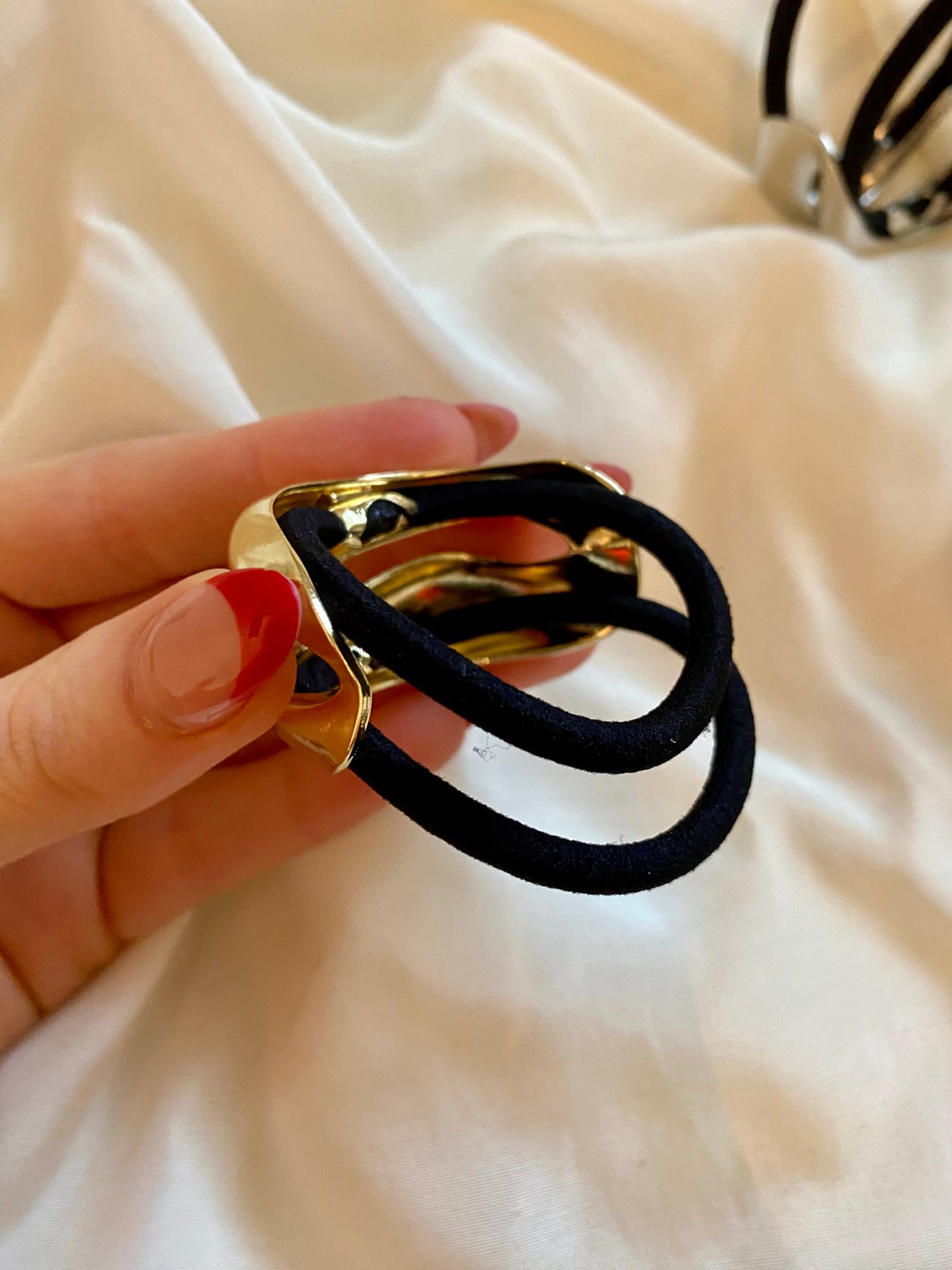 Haargummi Silber & Gold Metall