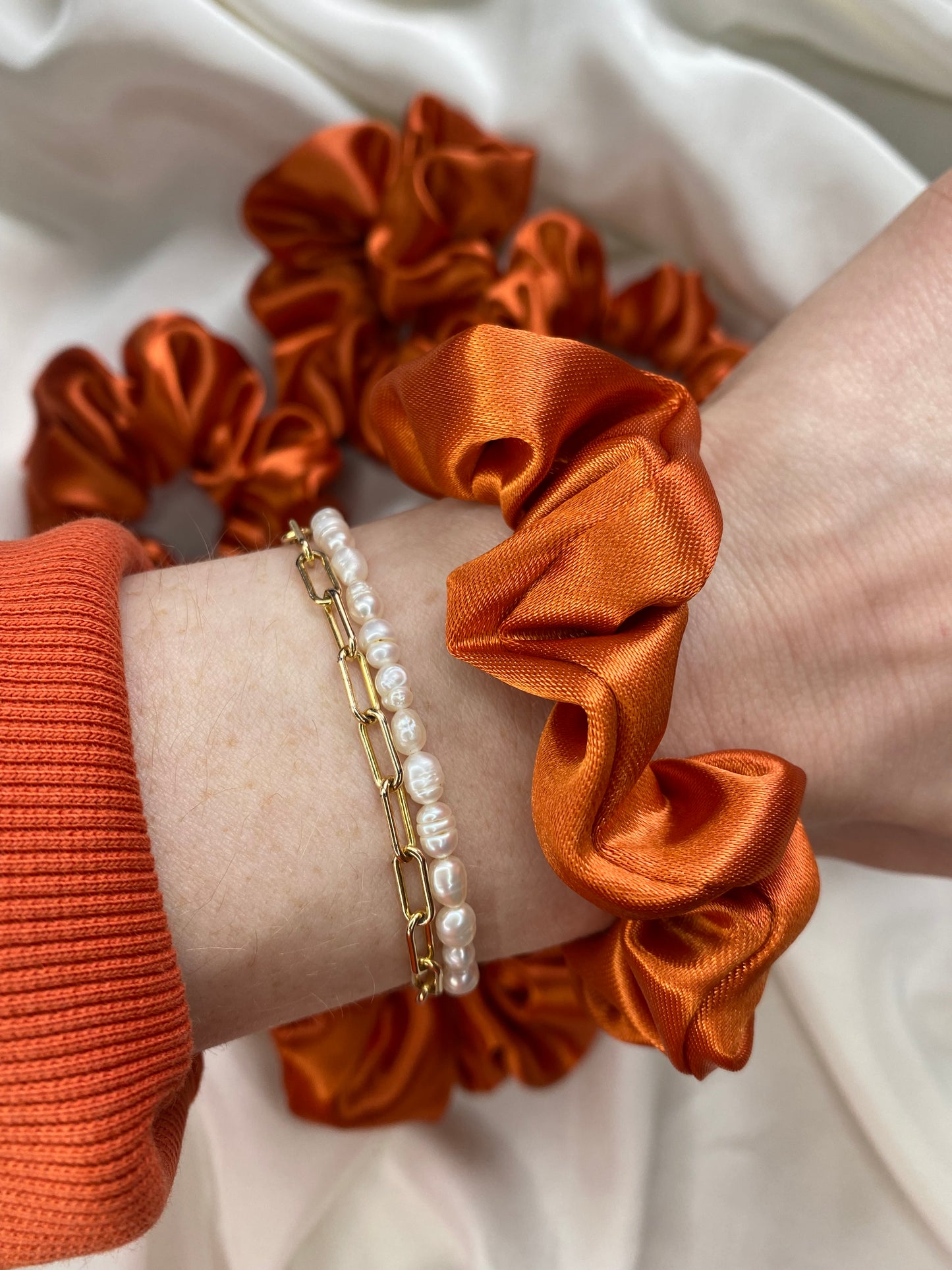 Scrunchie Orange Satin