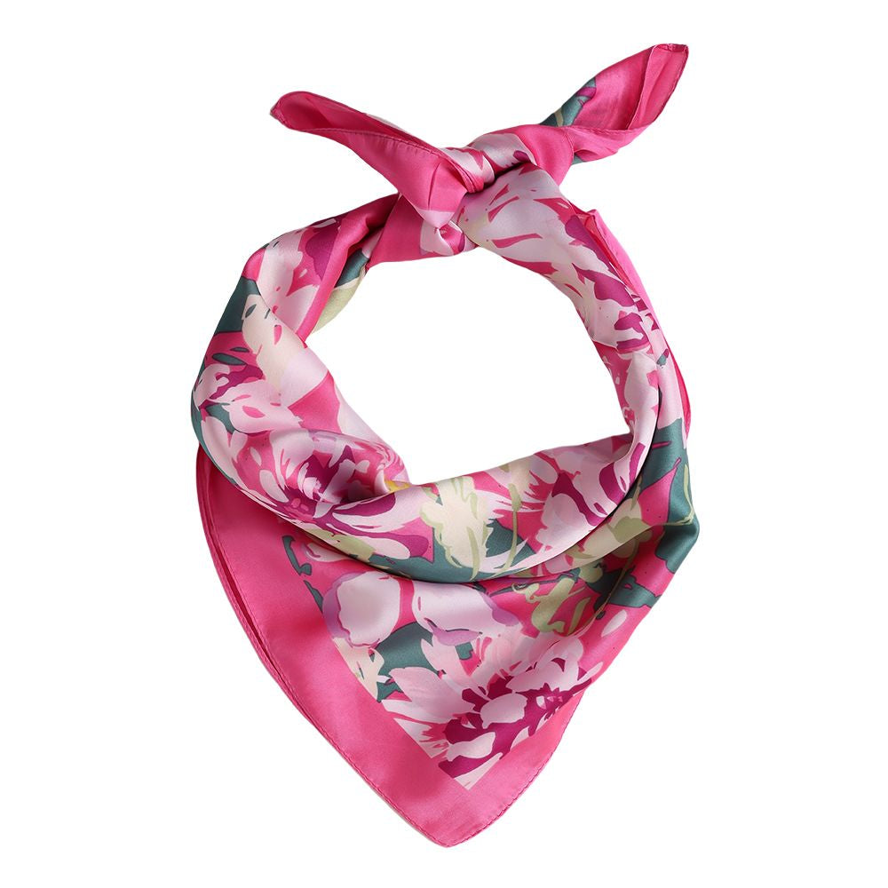 Kopftuch Satintuch Sommer Pink Green Flower