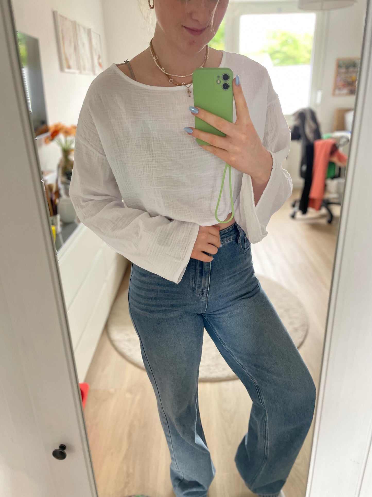 Musselin Bluse Short