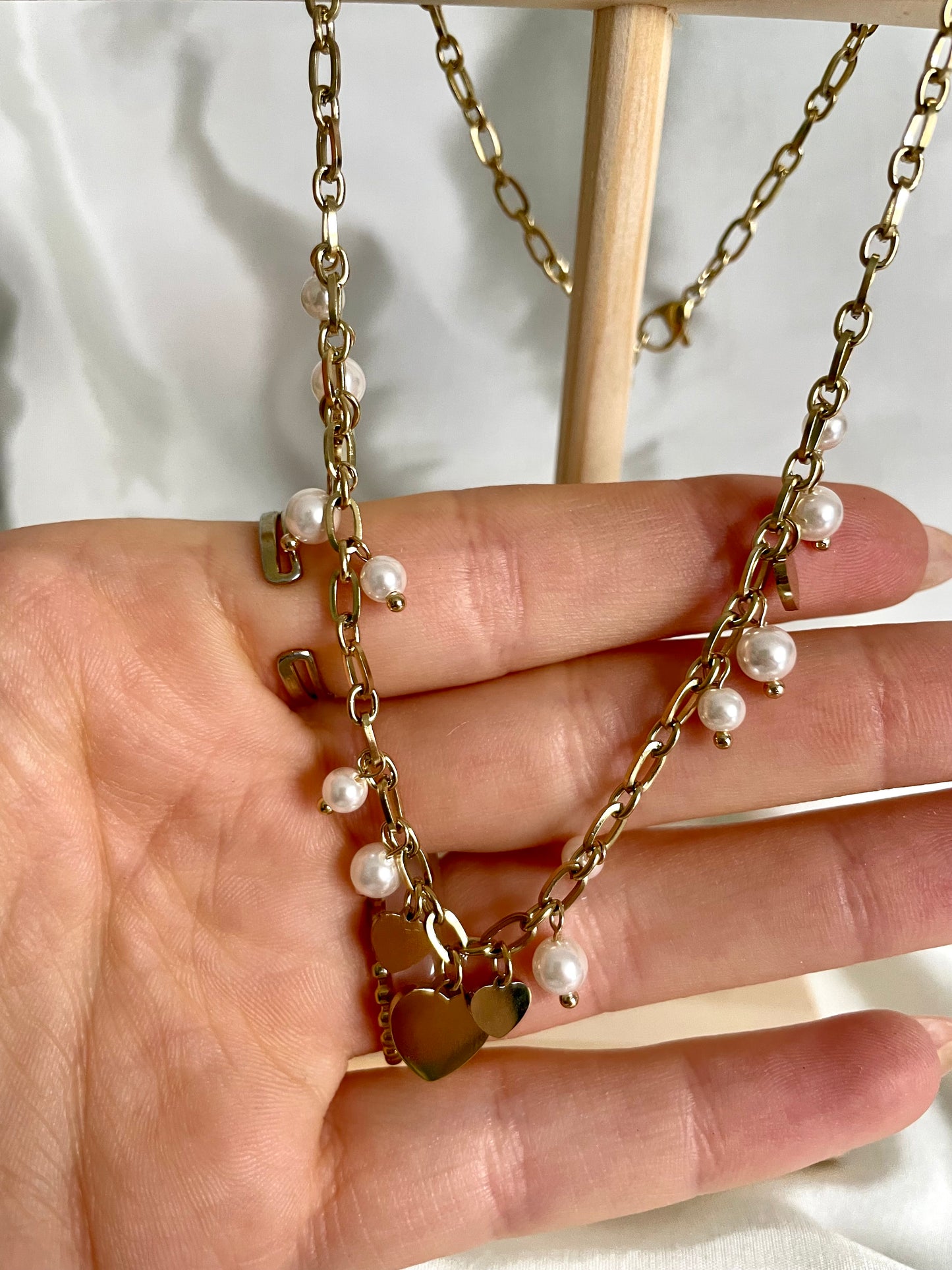 Edelstahl Kette Hearth & Pearls