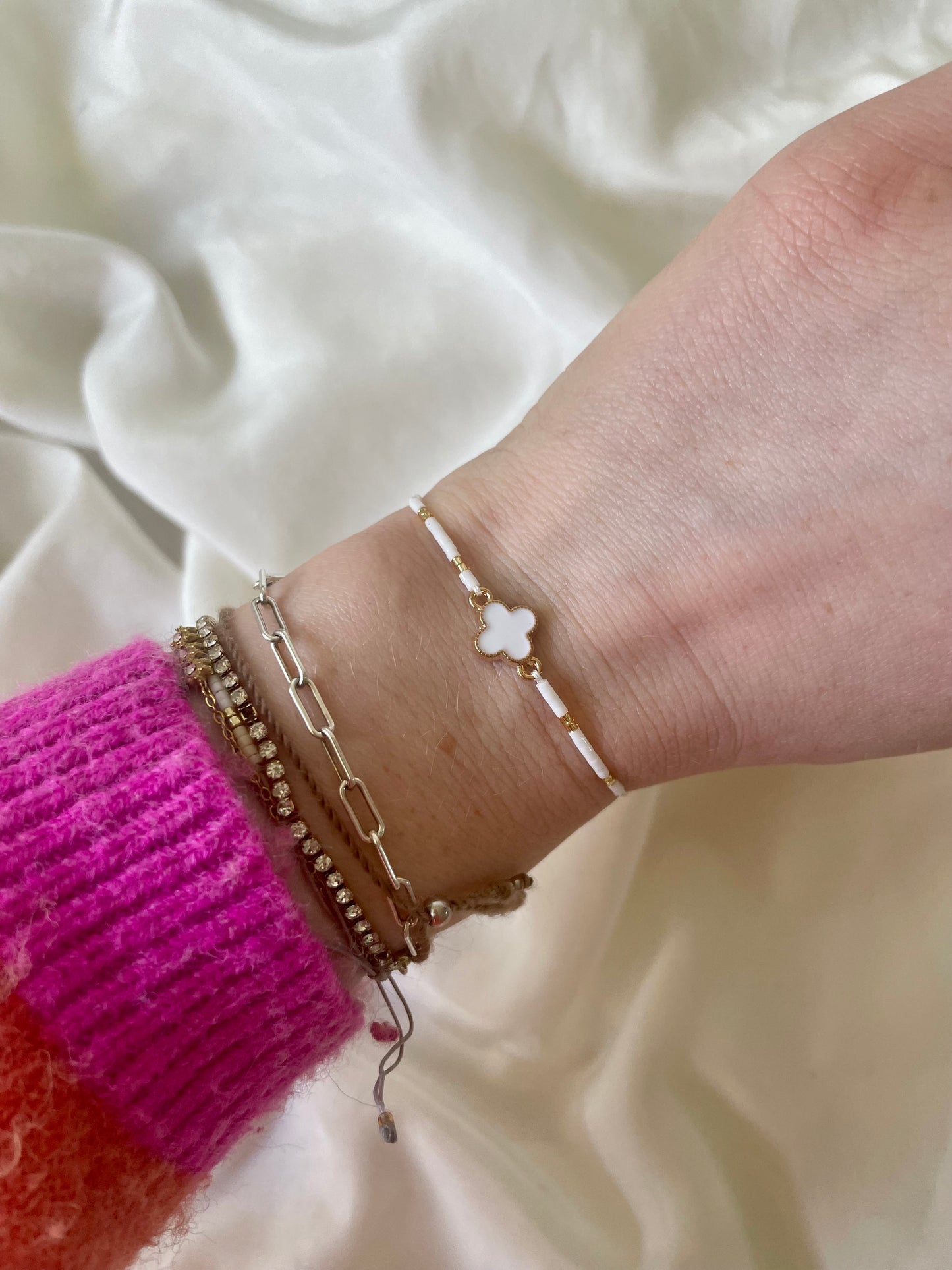 Dünnes Kleeblatt Armband & Fußkettchen