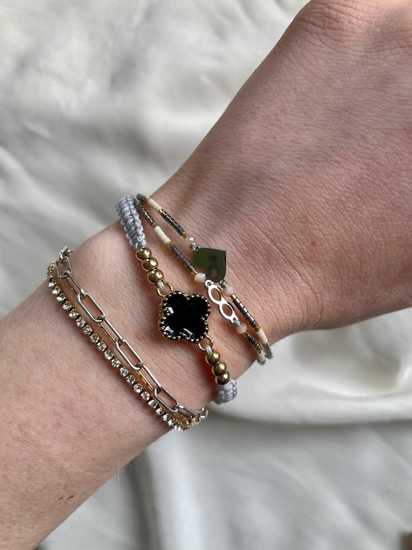 Armbandset Herz Kleeblatt Forever Silber