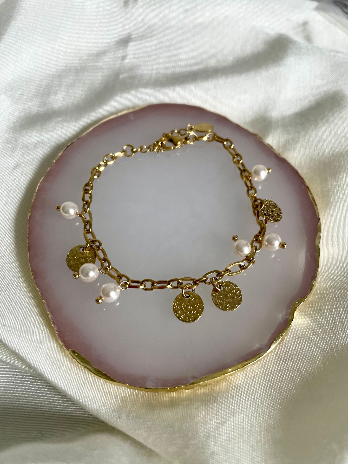 Edelstahl Armband Glücksperle