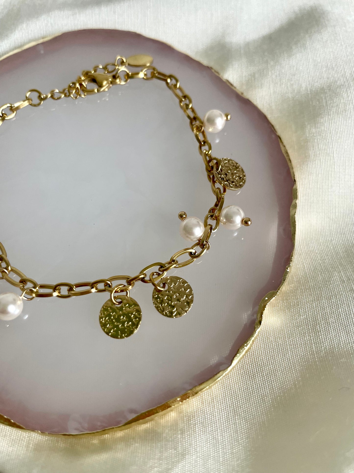 Edelstahl Armband Glücksperle